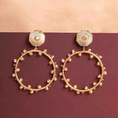 Golden Chic Beaded Round Drop Earrings