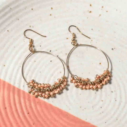 Circular Beaded Hoop Earrings