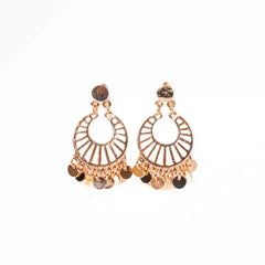 Silver Circular Coin Disc Drop Earrings