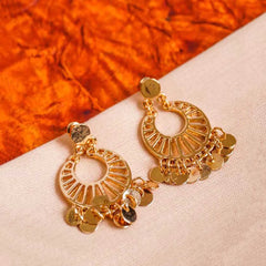 Silver Circular Coin Disc Drop Earrings