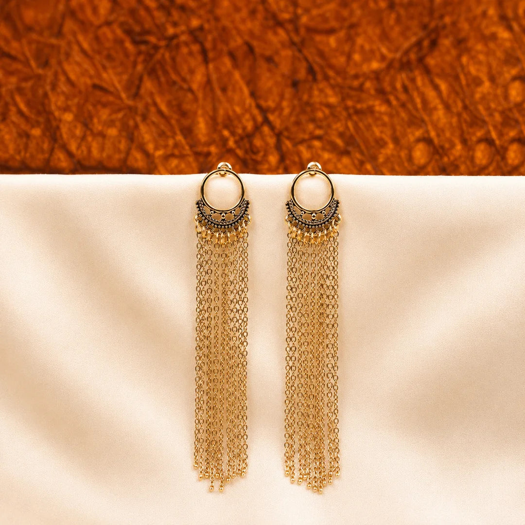 Antique Boho Chain Tassel Dangle Earrings