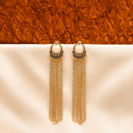 Antique Boho Chain Tassel Dangle Earrings