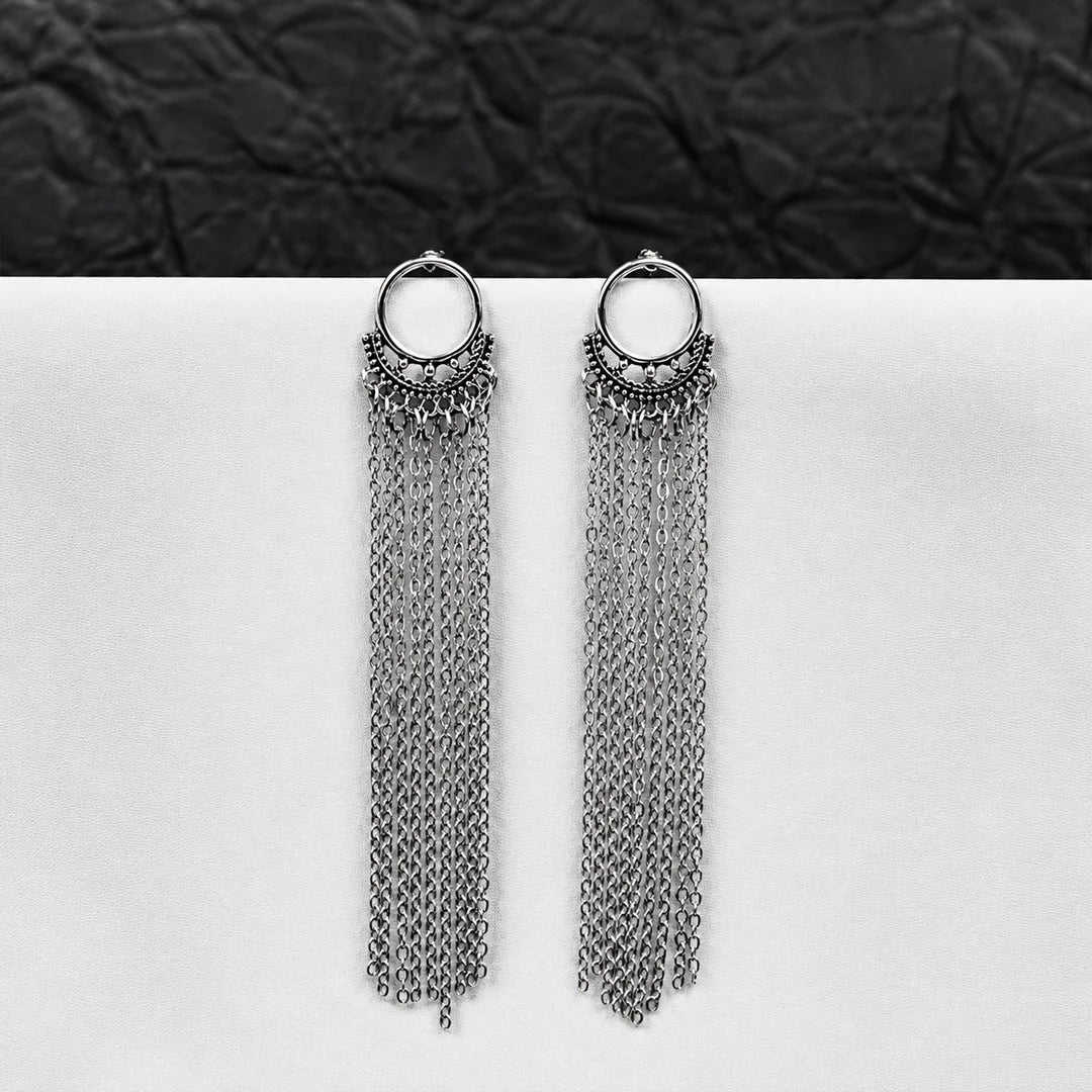 Antique Boho Chain Tassel Dangle Earrings