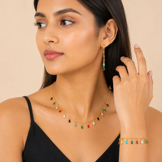 Radient Multicolour Enamel Jewellery Set
