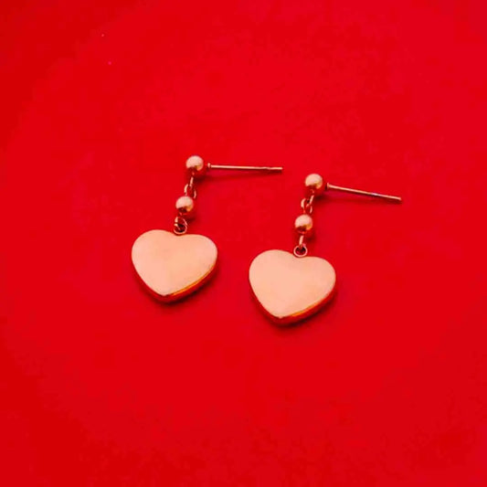 Rose Gold Heart Drop Earrings