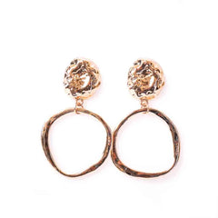 Golden Asymmetrical Circular Dangle Earrings