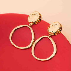 Golden Asymmetrical Circular Dangle Earrings