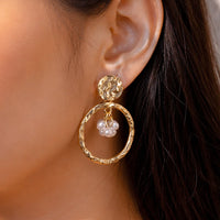 Golden Textured Pearl Earrings