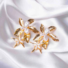 Floral Embellished Pearl Drop Earrings