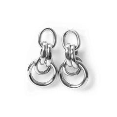 Silver Round Link Chain Drop Earrings