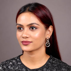 Silver Round Link Chain Drop Earrings