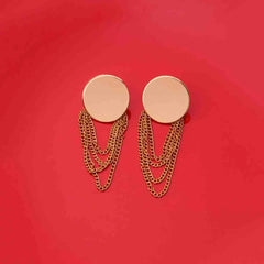 Golden Top Layered Chain Drop Earrings