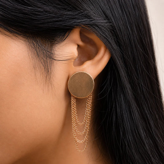 Golden Top Layered Chain Drop Earrings