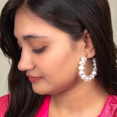 Baroque Pearl Hoop Earrings