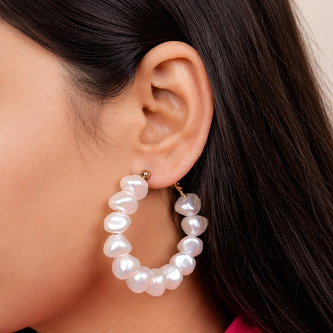 Baroque Pearl Hoop Earrings
