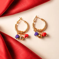 Tube Hoop Beaded Charm Earrings