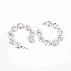 Silver Link Hoop Earrings