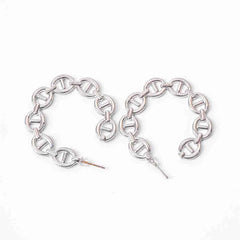 Silver Link Hoop Earrings