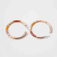 Circular Rustic Enameled Open Hoop Earrings
