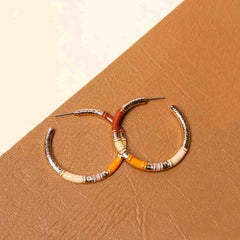 Circular Rustic Enameled Open Hoop Earrings
