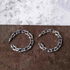 Circular Link Chain Hoop Earrings