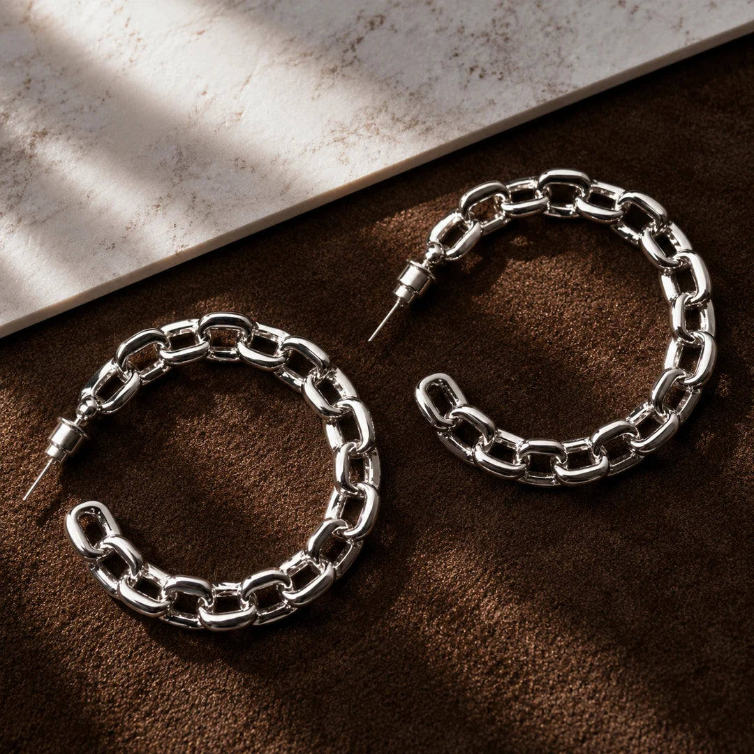 Circular Link Chain Hoop Earrings