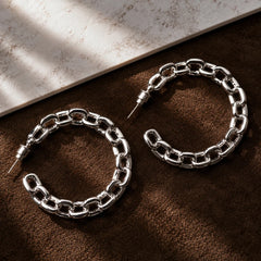 Circular Link Chain Hoop Earrings