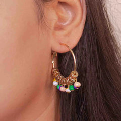 Circular Multicolour Bead Hoop Earrings