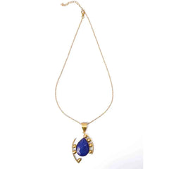 Ornate Blue Stone Pendant Necklace