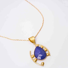 Ornate Blue Stone Pendant Necklace