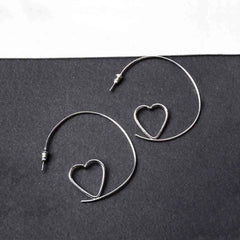 Heart Shaped Round Hoop Earrings