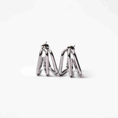 Silver Toned Geometric Hoop Earrings