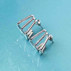 Silver Toned Geometric Hoop Earrings