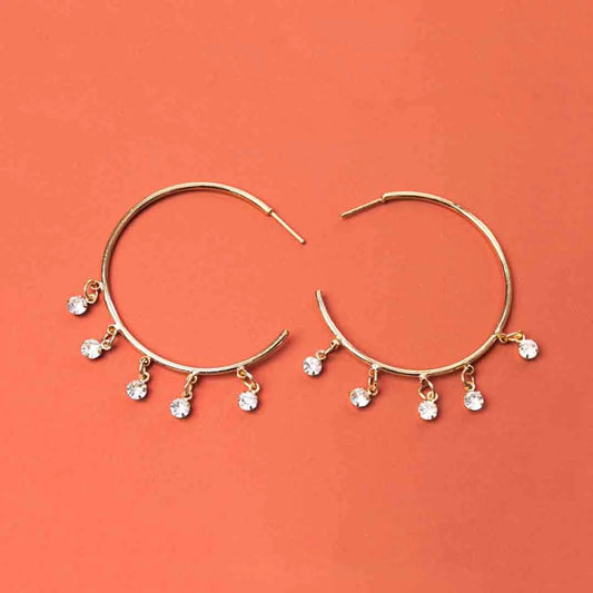 Gold Toned Circular Open Hoop Earrings