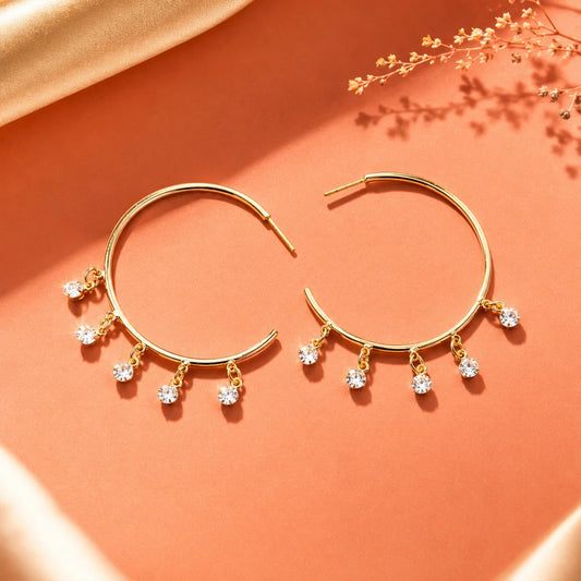 Gold Toned Circular Open Hoop Earrings