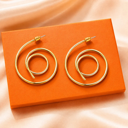 Golden Spiral Drop Earrings