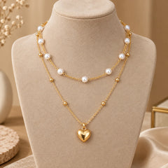Pearl Heart Layered Necklace