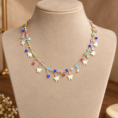 Rainbow Butterfly Charm Necklace