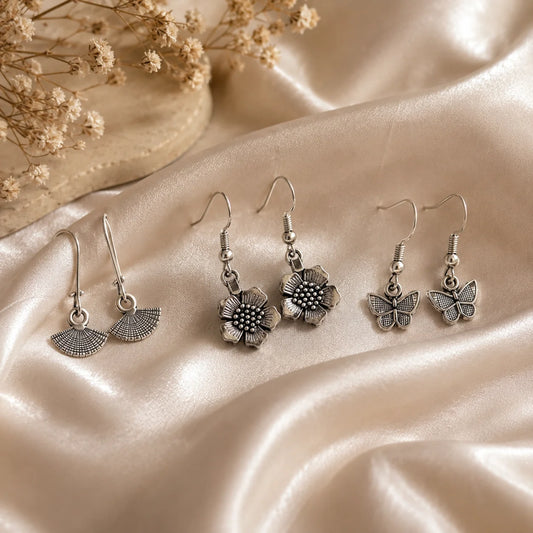 Oxidised Tiny Charm Earrings Combo