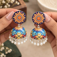 Floral Mosaic Meenakari Earrings