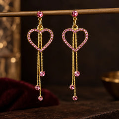 Pink Heart Dangle Earrings