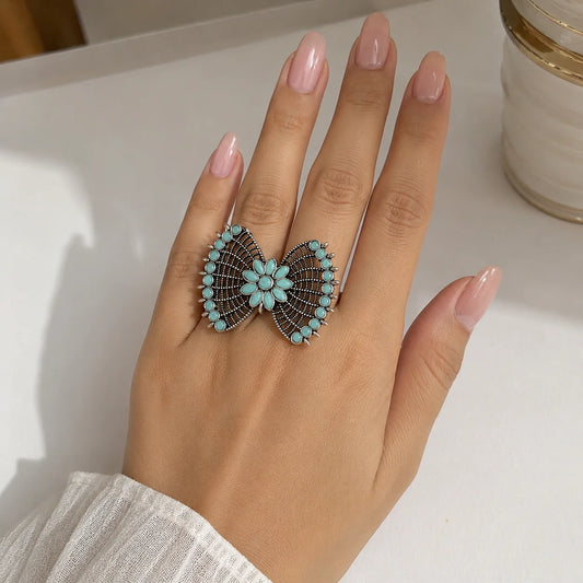 Ira Turquoise Oxidised Statement Ring