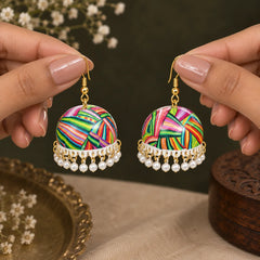 Boho Rainbow Meenakari Jhumka
