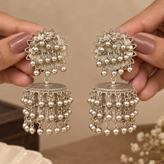 Silver Ghungroo Jhumka Earrings