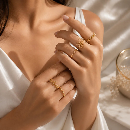 Gold-Tone Minimal Stacking Ring Combo