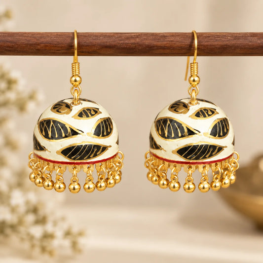 Royal Leaf Meenakari Jhumka