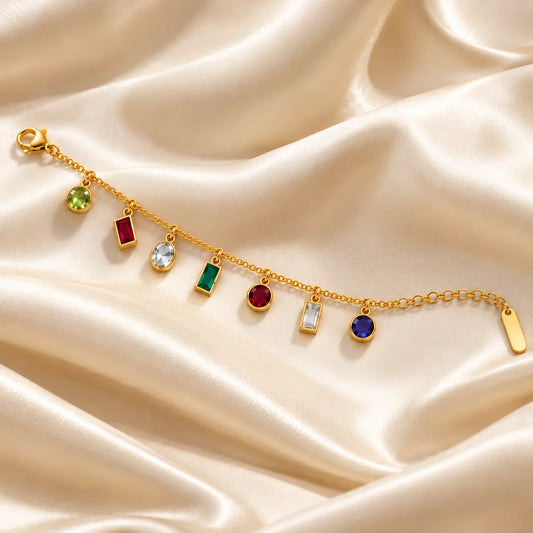 Rainbow Gemstone Charm Bracelet
