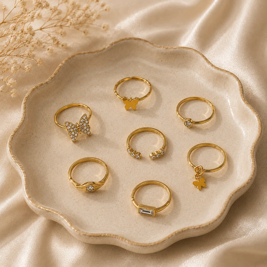 Sparkle & Charm Gold Ring Combo