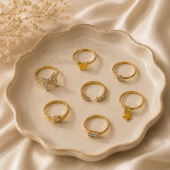 Sparkle & Charm Gold Ring Combo