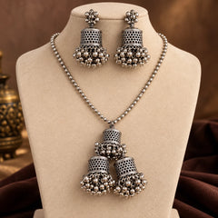 Antique Jhumka Charm Necklace Set